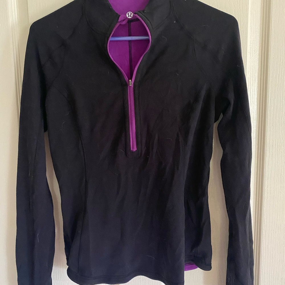 lululemon Black and Purple 1/2 zip reversible define jacket